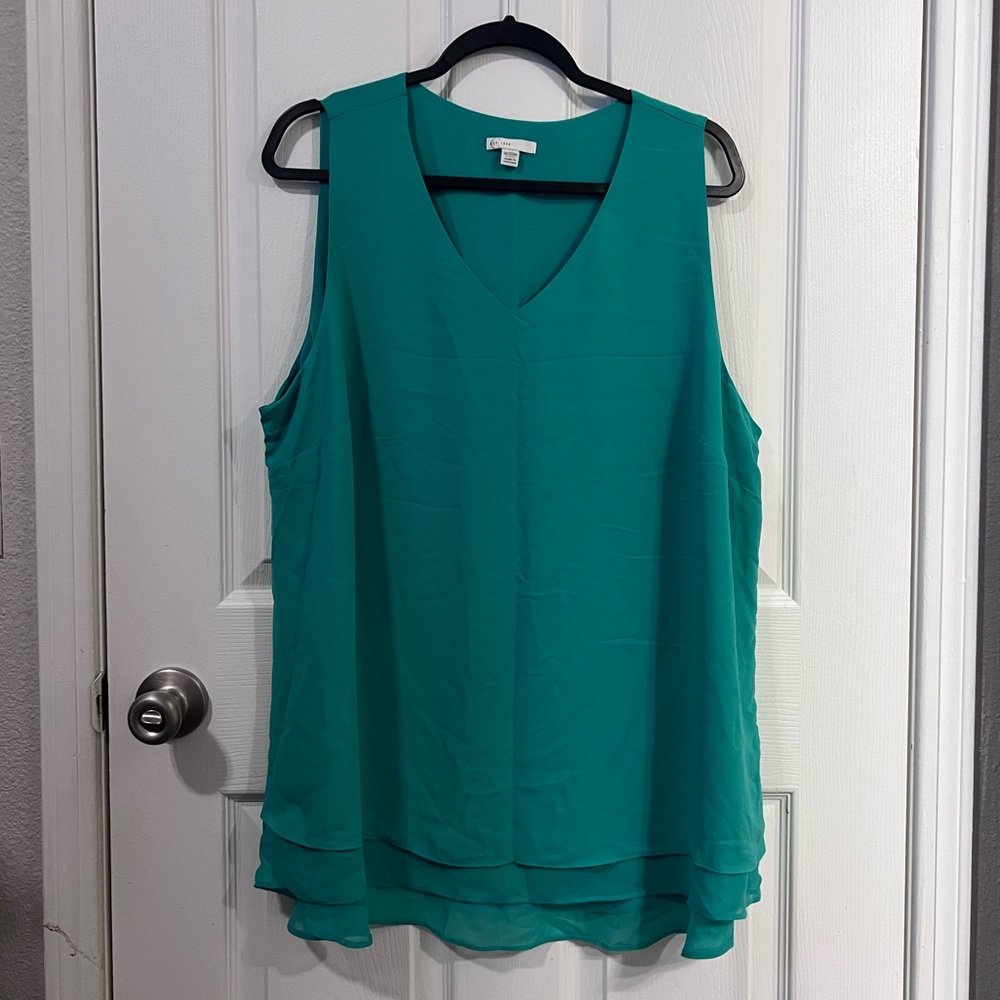 Green Chiffon Plus Size Flowy Tank Top